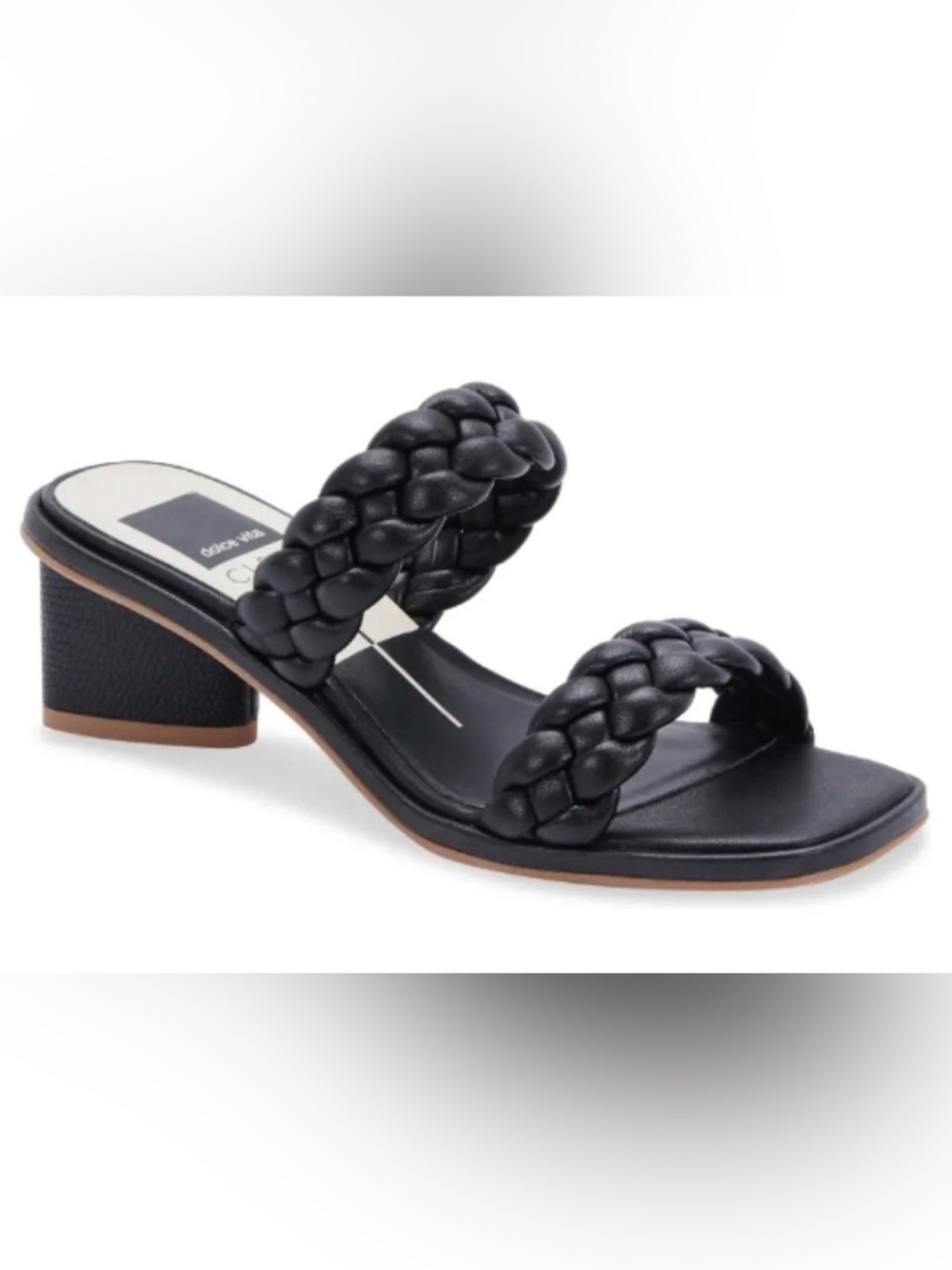 Dolce Vita Black Ronin Braided Double-Strap Block Heel Mule